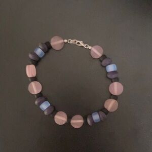 Elegant Pink and Blue Beaded Bracelet